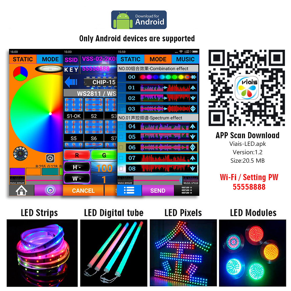 DC7-24V, Newest LED WIFI Dream Color Music Spectrum DMX Cascaded Controller Control by Android Device, For LPD6803,WS2811,WS2812B, WS2801 Addressable LED Lights DC7-24V, Newest LED WIFI Dream Color Music Spectrum DMX Cascaded Controller Control by Android Device, For LPD6803,WS2811,WS2812B, WS2801 Addressable LED Lights